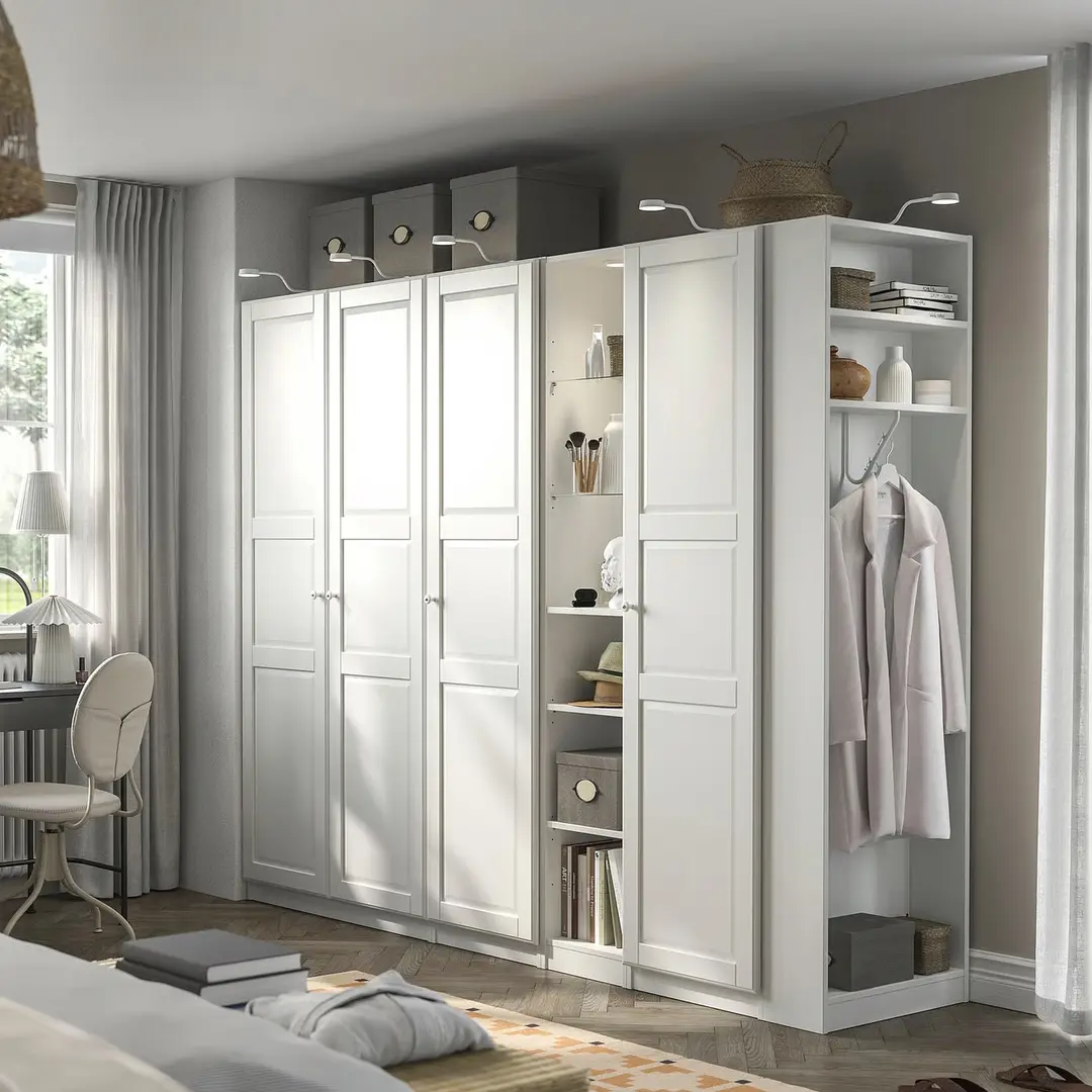 Dulap Ikea Pax/Tyssedal rafturi/bare/sertare/cos/etajere 255x60x201 (Alb)