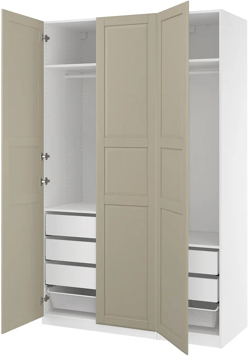 Dulap Ikea Pax/Tyssedal rafturi/bare/sertare/cosuri 150x60x236 (Alb/Gri-bej) - 3