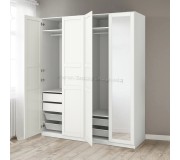 Шкаф Ikea Pax/Tyssedal полки/штанги/ящики/корзины/зеркало 200x60x236 (Белый)