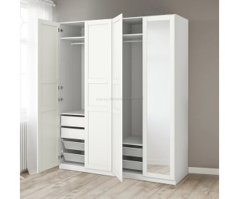 Шкаф Ikea Pax/Tyssedal полки/штанги/ящики/корзины/зеркало 200x60x236 (Белый)