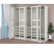 Шкаф Ikea Pax/Tyssedal полки/штанги/ящики/стекло 250x60x236 (Белый)