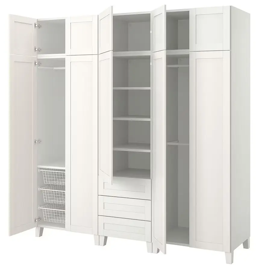 Шкаф Ikea Platsa 10 дверей/3 ящика 220x57x231 (Белый/Саннидал Белый)