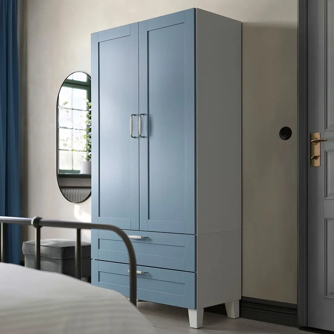 Dulap Ikea Platsa/Sannidal raft/bara/sertare/cos 80x42x173 (Alb/Albastru)