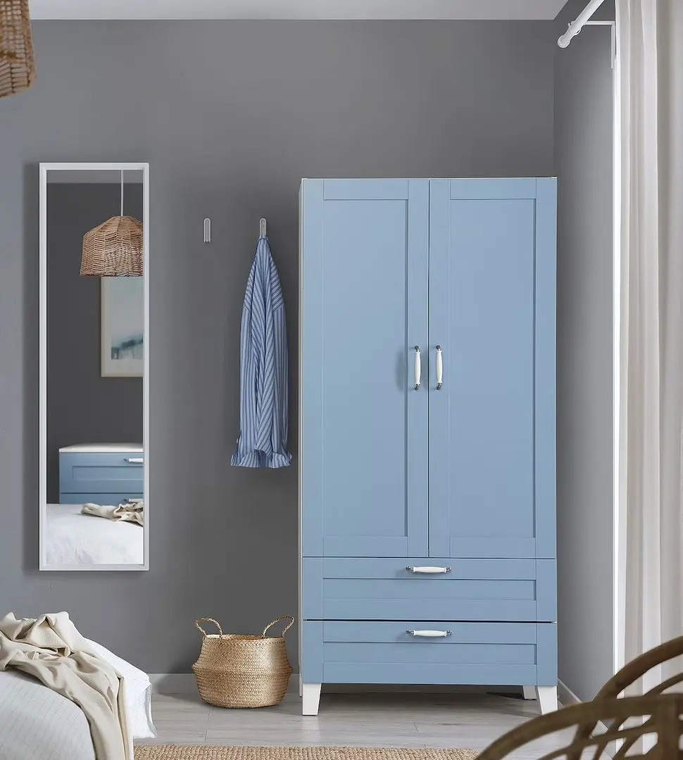 Dulap Ikea Platsa/Sannidal raft/bara/sertare/cos 80x42x173 (Alb/Albastru)