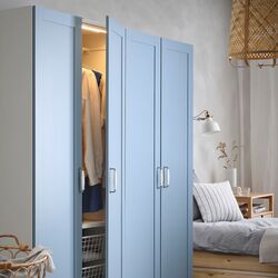 Dulap Ikea Platsa/Sannidal rafturi/bare/cosuri 160x57x191 (Alb/Albastru) Thumb