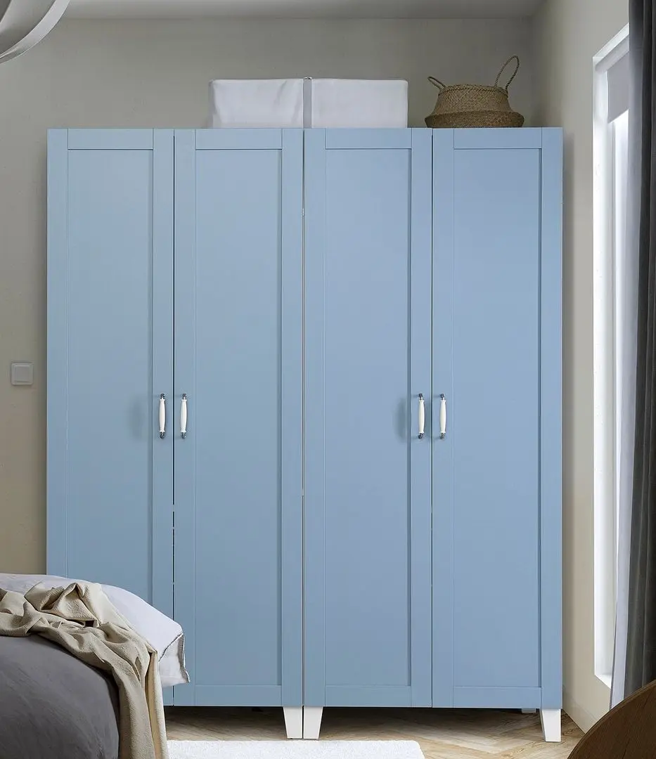 Dulap Ikea Platsa/Sannidal rafturi/bare/cosuri 160x57x191 (Alb/Albastru)