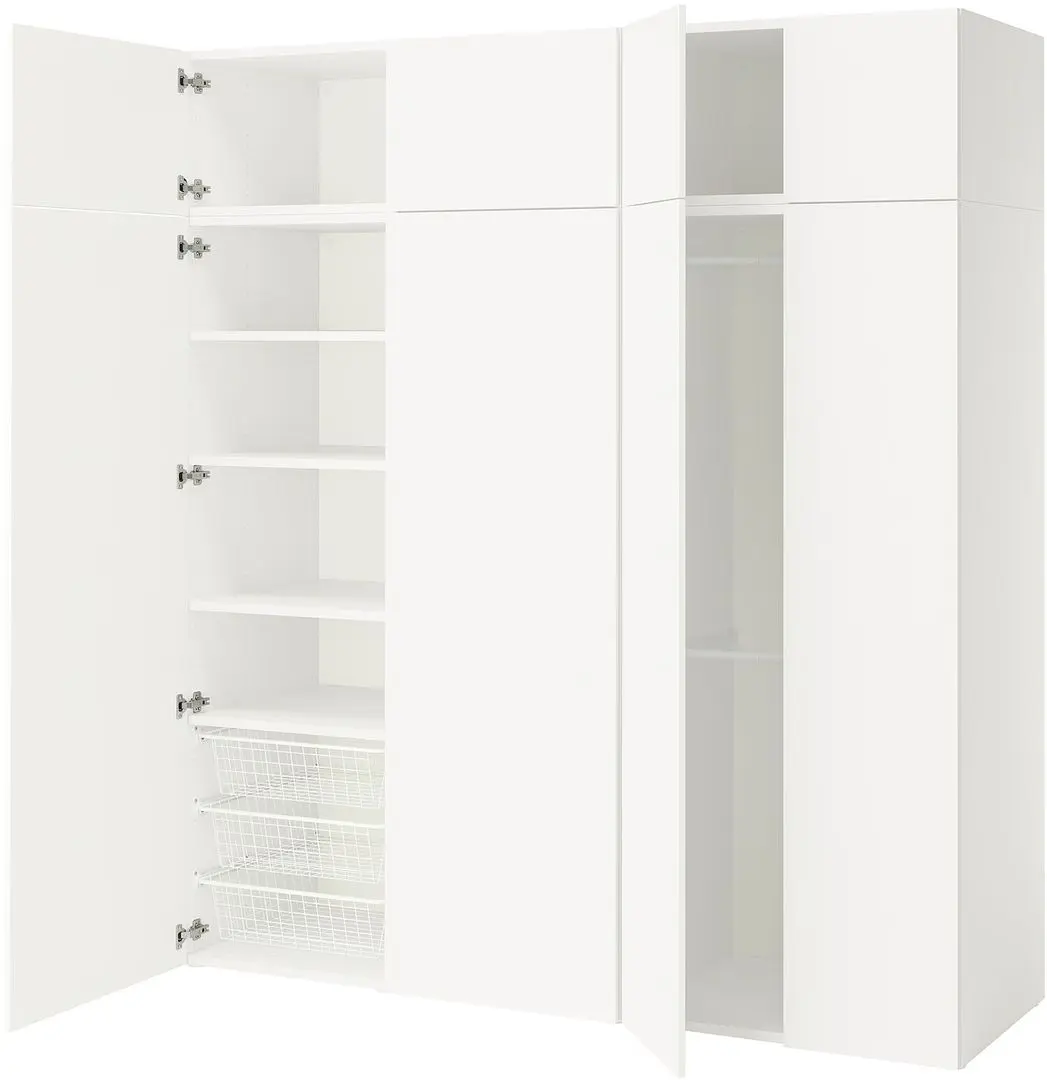 Шкаф Ikea Platsa/Sannidal полки/штанги/корзины 200x57x221 (Белый)