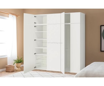 Шкаф Ikea Platsa/Sannidal полки/штанги/корзины 200x57x221 (Белый)