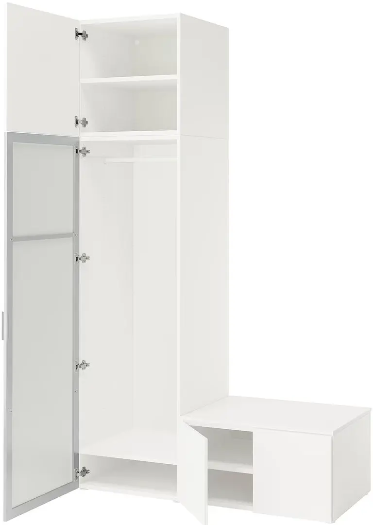 Dulap Ikea Platsa/Straumen/Fonner rafturi/bara/oglinda 140x57x241 (Alb)