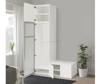 Шкаф Ikea Platsa/Straumen/Fonner полки/штанга/зеркало 140x57x241 (Белый)