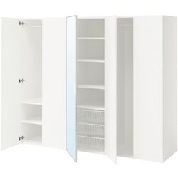 Dulap Ikea Platsa/Straumen/Fonner rafturi/bare/cosuri/oglinda 220x57x181 (Alb) Thumb