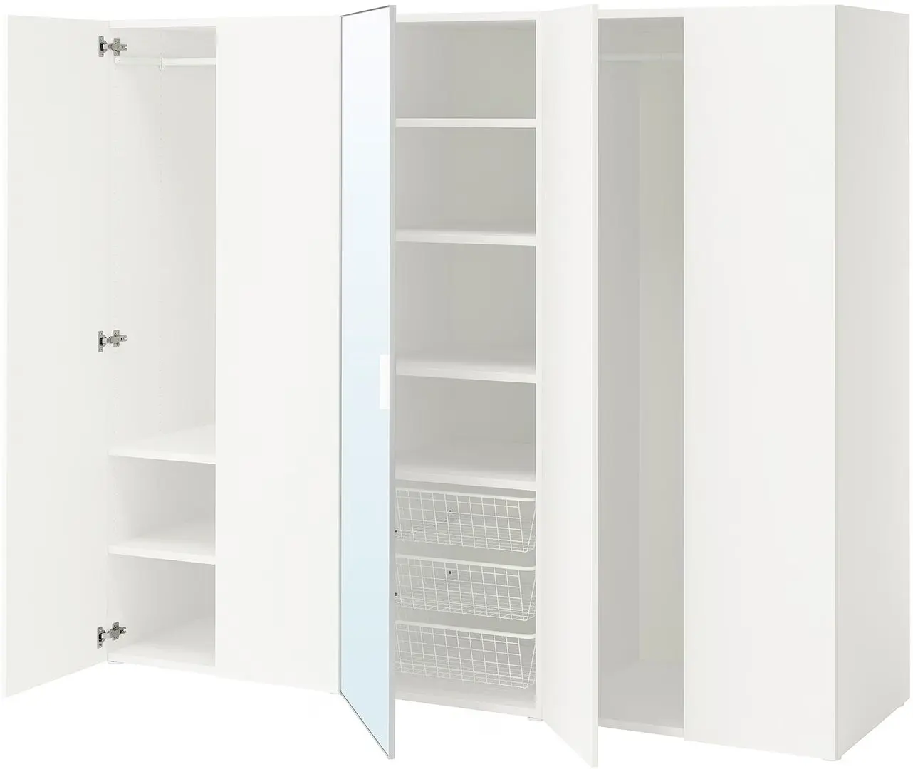 Dulap Ikea Platsa/Straumen/Fonner rafturi/bare/cosuri/oglinda 220x57x181 (Alb)