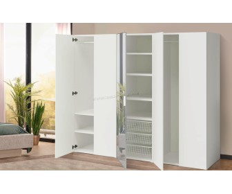 Шкаф Ikea Platsa/Straumen/Fonner полки/штанги/корзины/зеркало 220x57x181 (Белый)