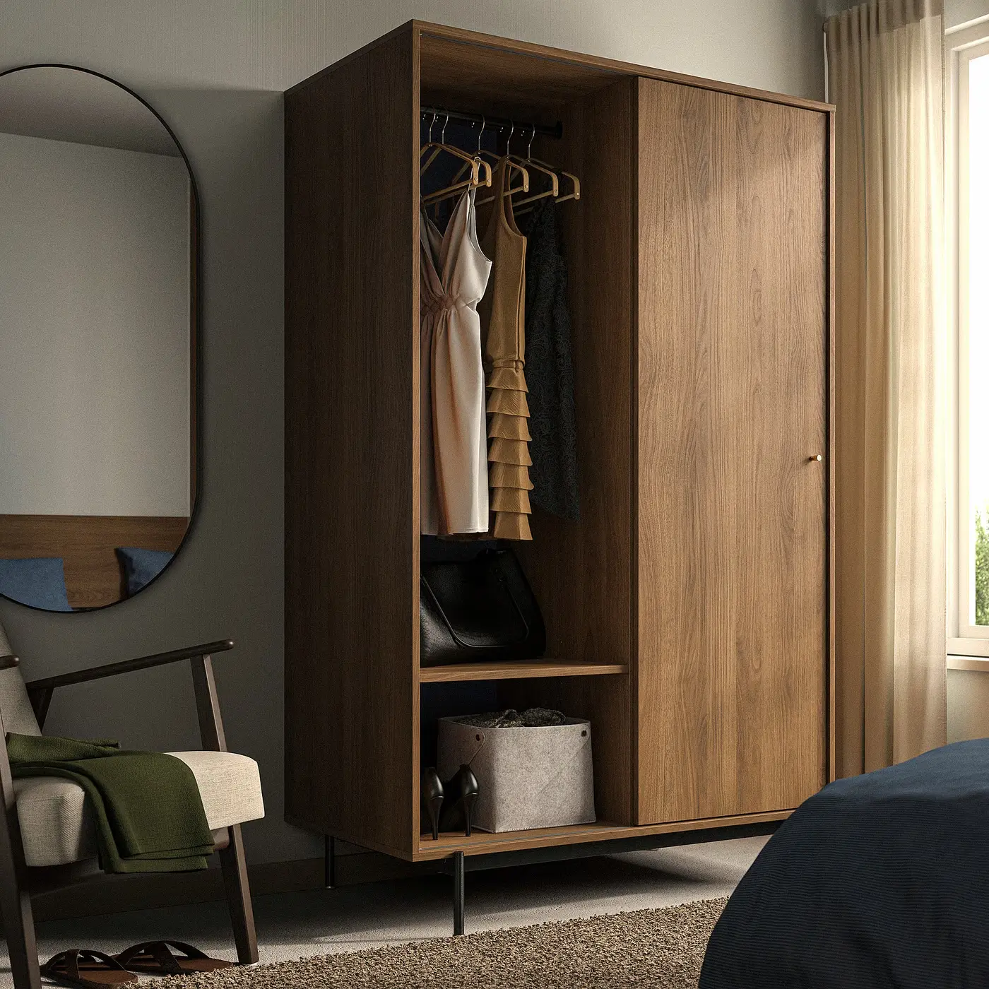 Шкаф Ikea Radmanso полки/штанга/ящики/стеллаж 118x64x190 (Имитация Ореха) - 4