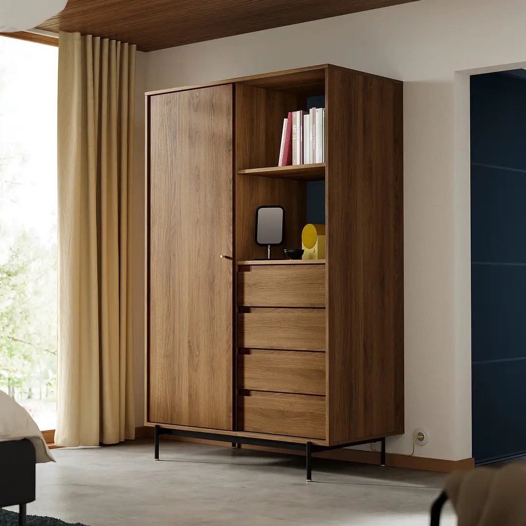 Шкаф Ikea Radmanso полки/штанга/ящики/стеллаж 118x64x190 (Имитация Ореха)