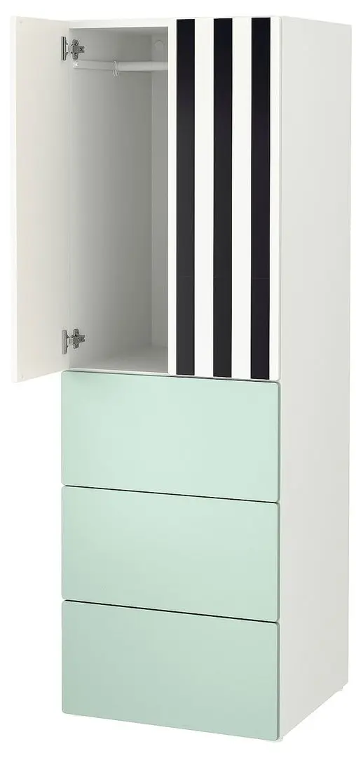 Dulap Ikea Smastad/Platsa 2 usi/3 sertare 60x57x181 (Alb/Lila Deschis/Dunga)