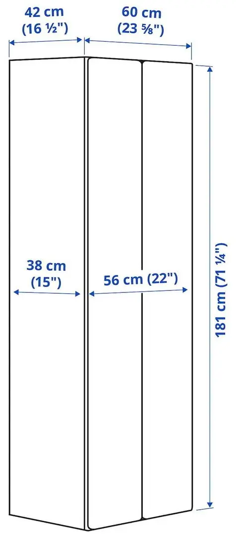 Dulap Ikea Smastad/Platsa 2 usi 60x42x181 (Alb/Albastru)