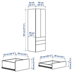 Dulap Ikea Smastad/Platsa 3 sertare/2 usi 60x42x181 (Alb/Lila Deschis) Thumb