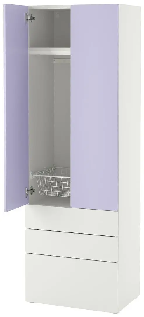 Dulap Ikea Smastad/Platsa 3 sertare/2 usi 60x42x181 (Alb/Lila Deschis)