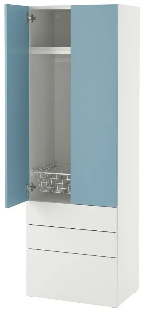Dulap Ikea Smastad/Platsa 3 sertare 60x42x181 (Alb/Albastru)