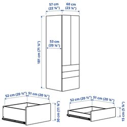 Dulap Ikea Smastad/Platsa 3 sertare 60x57x181 (Alb/Albastru) Thumb