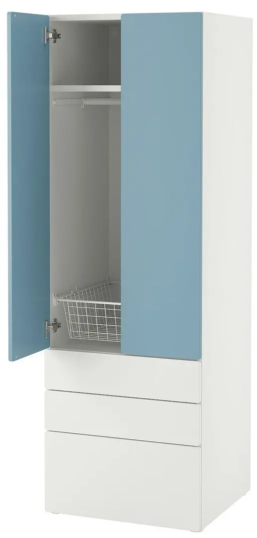 Dulap Ikea Smastad/Platsa 3 sertare 60x57x181 (Alb/Albastru)