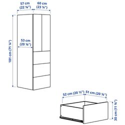 Dulap Ikea Smastad/Platsa 3 sertare 60x57x181 (Alb/Albastru/Dunga) Thumb