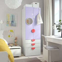 Dulap Ikea Smastad/Platsa 3 sertare 60x57x181 (Alb/Lila Deschis)