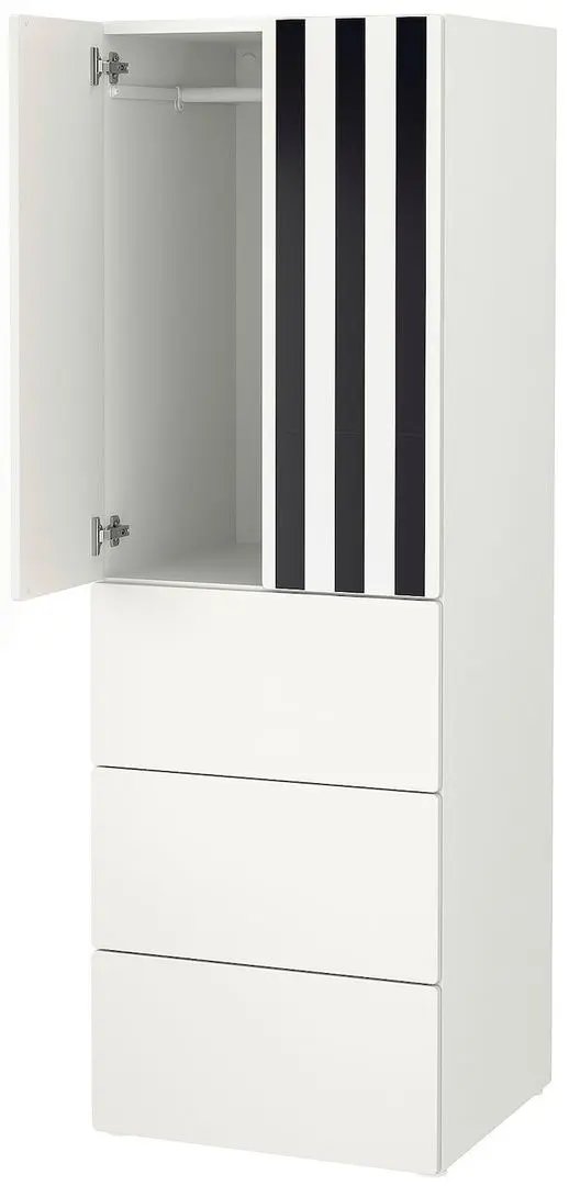 Dulap Ikea Smastad/Platsa 3 sertare 60x57x181 (Dunga/Negru/Alb)