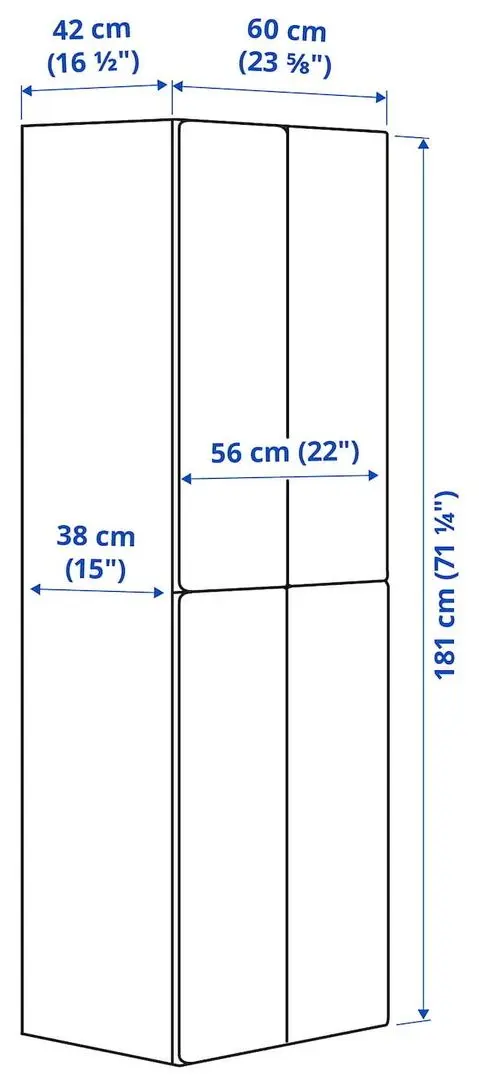 Dulap Ikea Smastad/Platsa 4 usi 60х42х181 (Alb/Albastru)