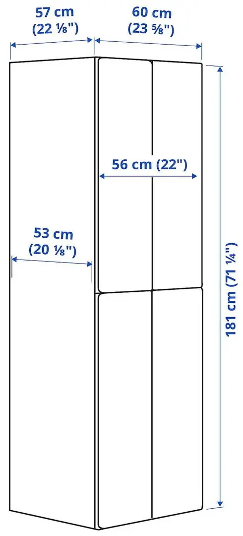 Dulap Ikea Smastad/Platsa 4 usi 60x57x181 (Alb/Albastru)