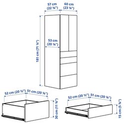 Dulap Ikea Smastad/Platsa 4 sertare/2 usi 60x57x181 (Alb/Verde Deschis) Thumb