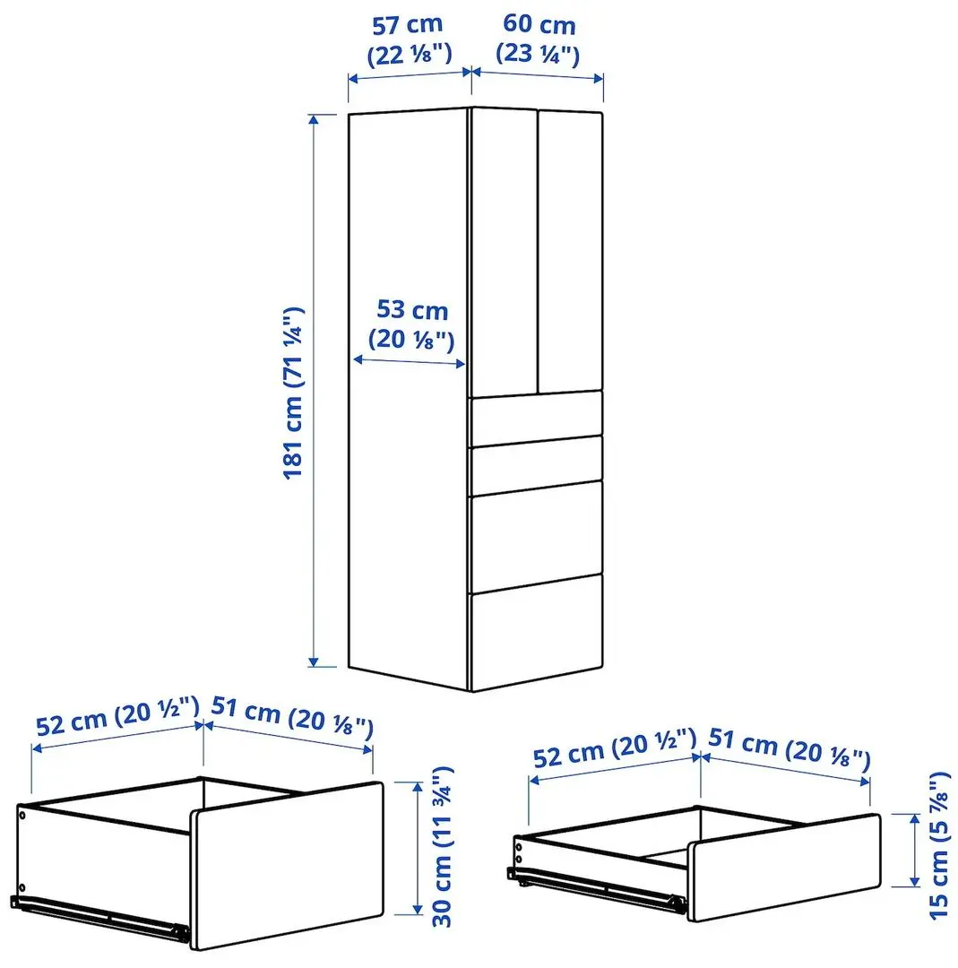 Dulap Ikea Smastad/Platsa 4 sertare 60x57x181 (Alb/Lila Deschis)