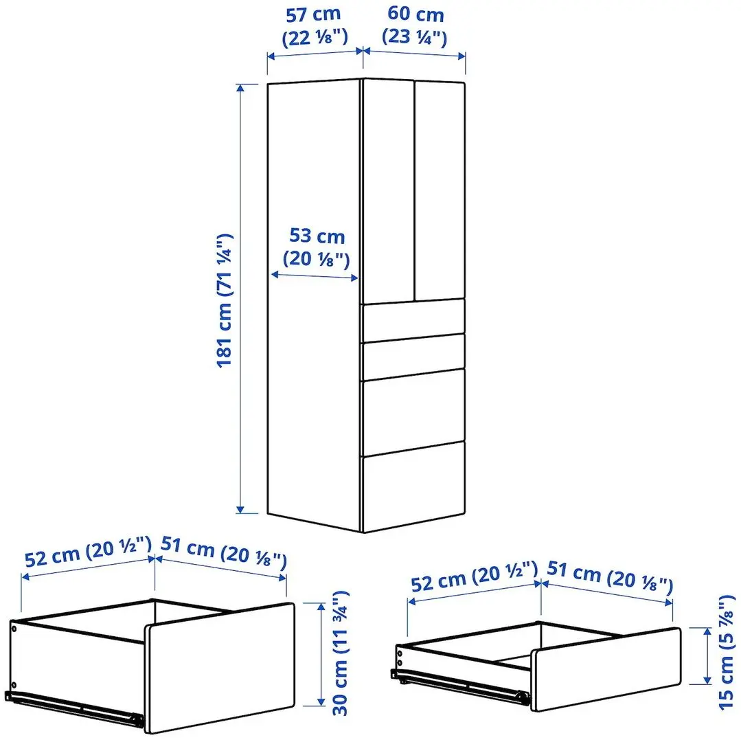 Dulap Ikea Smastad/Platsa 4 sertare (Alb/Albastru)