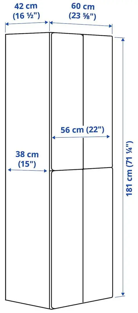 Dulap Ikea Smastad/Platsa cu 2 bare umerase 60x42x181 (Alb/Lila Deschis)
