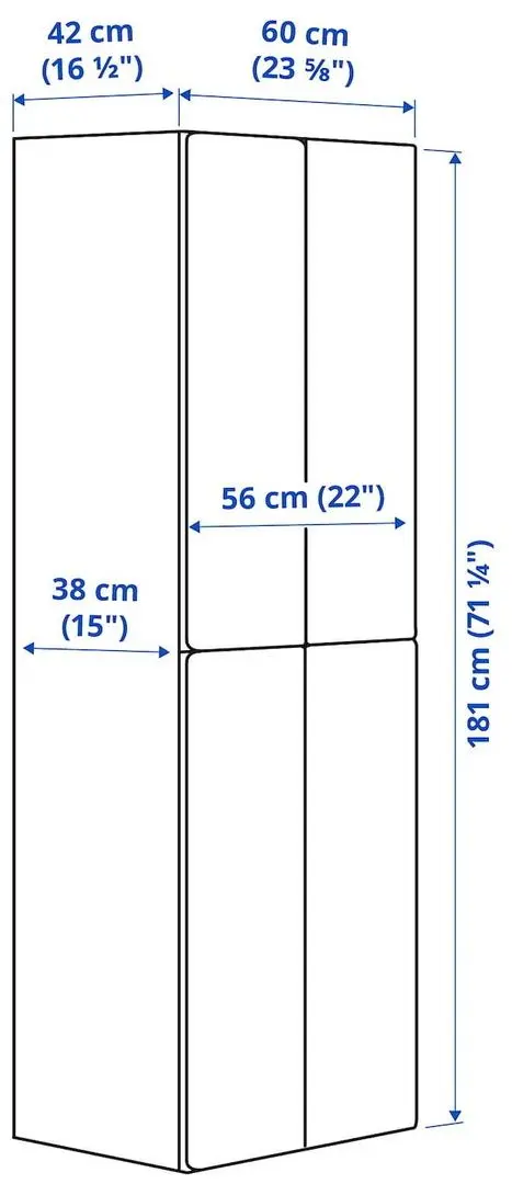 Dulap Ikea Smastad/Platsa cu 2 bare umerase 60x42x181 (Alb/Verde Deschis)
