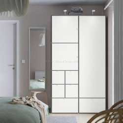 Шкаф Ikea Visthus полки/штанга/ящики 122x59x216 (Серый/Белый)