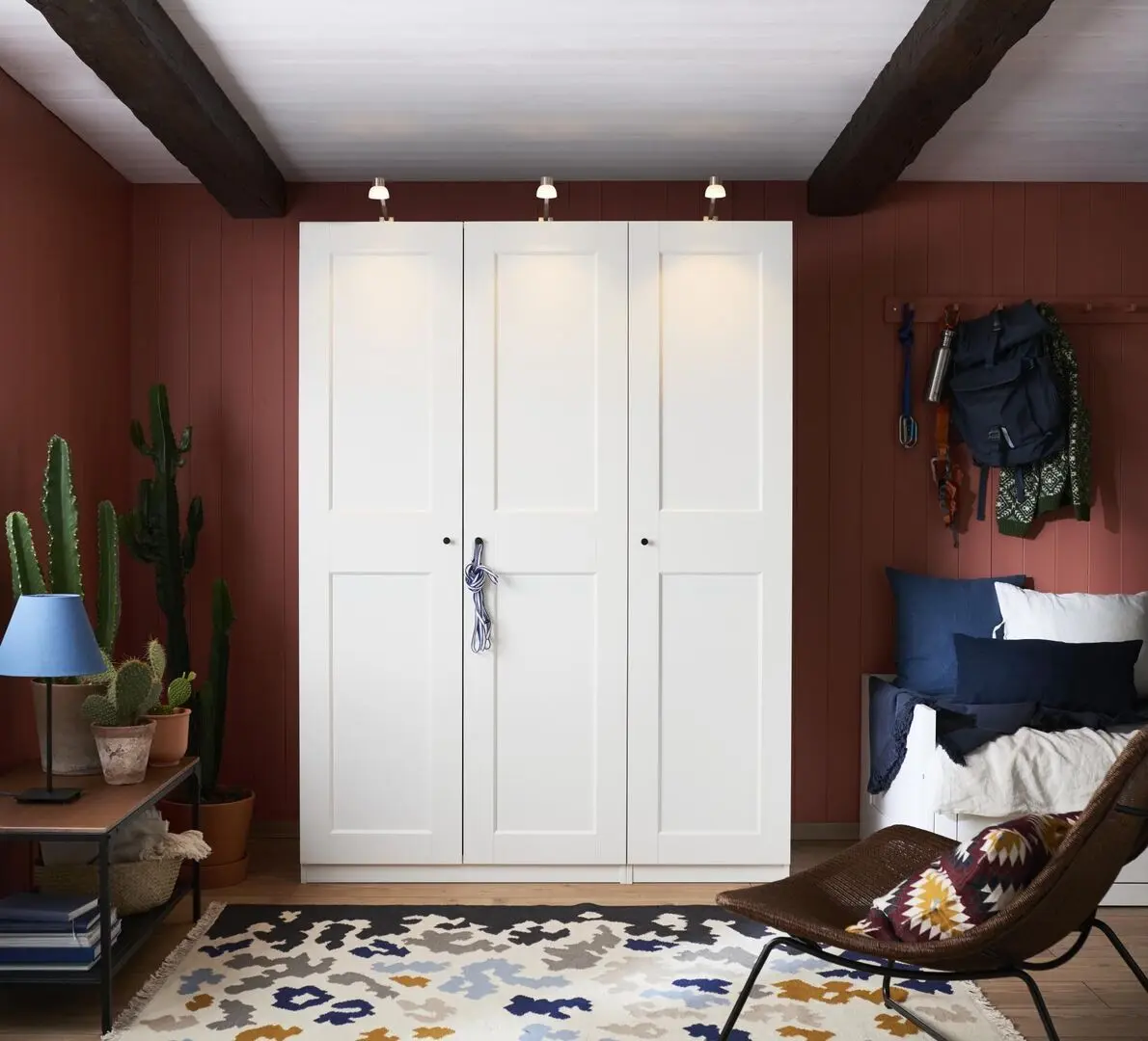 Шкаф комбинированный Ikea Pax 3 двери/полки/штанги/ящики 150x60x201  (Белый)