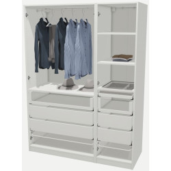 Шкаф комбинированный Ikea Pax/Grimo 3 двери/полки/штанги/ящики 150x60x201 (Белый) Thumb