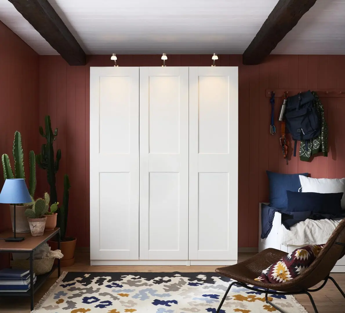 Шкаф комбинированный Ikea Pax/Grimo 3 двери/полки/штанги/ящики 150x60x201 (Белый)