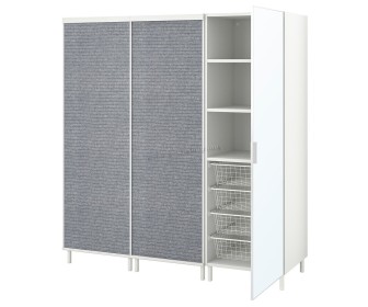 Шкаф комбинированный Ikea Platsa 180x57x191 (Ларколлен Белый/Темно-серый)