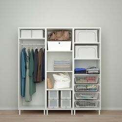 Dulap combinat Ikea Platsa 180x57x191 (Alb Larkollen/Gri Inchis) Thumb