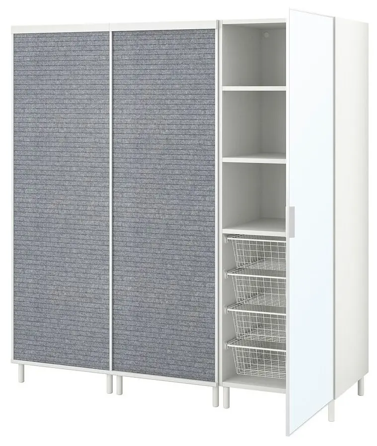 Dulap combinat Ikea Platsa 180x57x191 (Alb Larkollen/Gri Inchis)