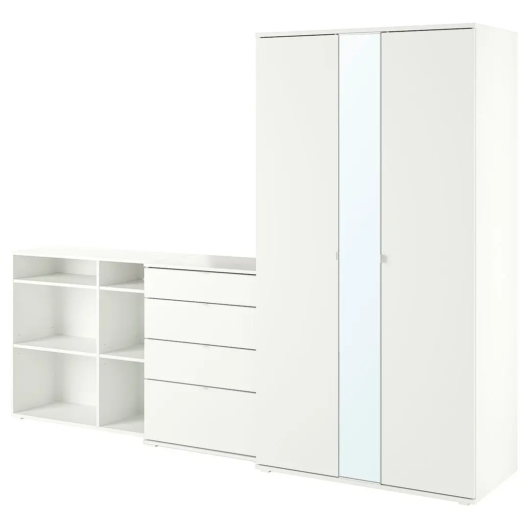 Шкаф комбинированный Ikea Vihals с комодом 270x57x200 (Белый)