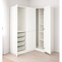 Шкаф угловой Ikea Pax/Gullaberg полки/штанги/корзины 161/111x201 (Белый)