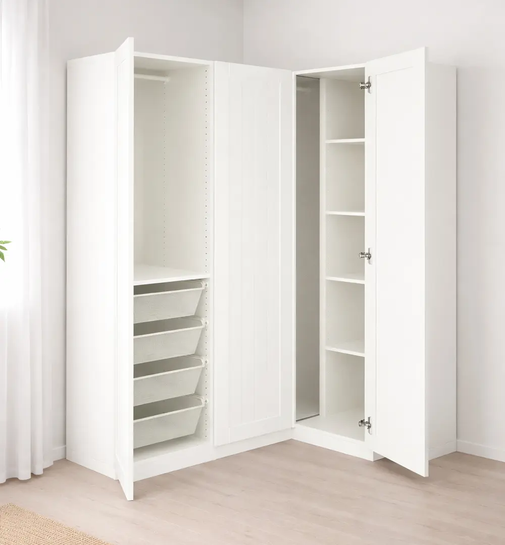 Шкаф угловой Ikea Pax/Gullaberg полки/штанги/корзины 161/111x201 (Белый)