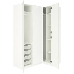 Шкаф угловой Ikea Pax/Gullaberg полки/штанги/корзины 161/111x236 (Белый) Thumb