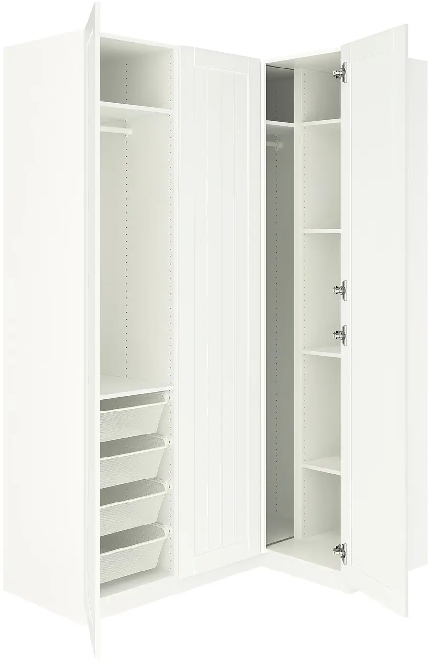 Шкаф угловой Ikea Pax/Gullaberg полки/штанги/корзины 161/111x236 (Белый) - 2