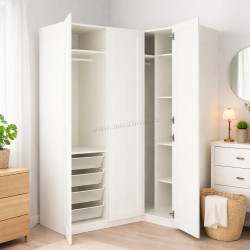 Шкаф угловой Ikea Pax/Gullaberg полки/штанги/корзины 161/111x236 (Белый)