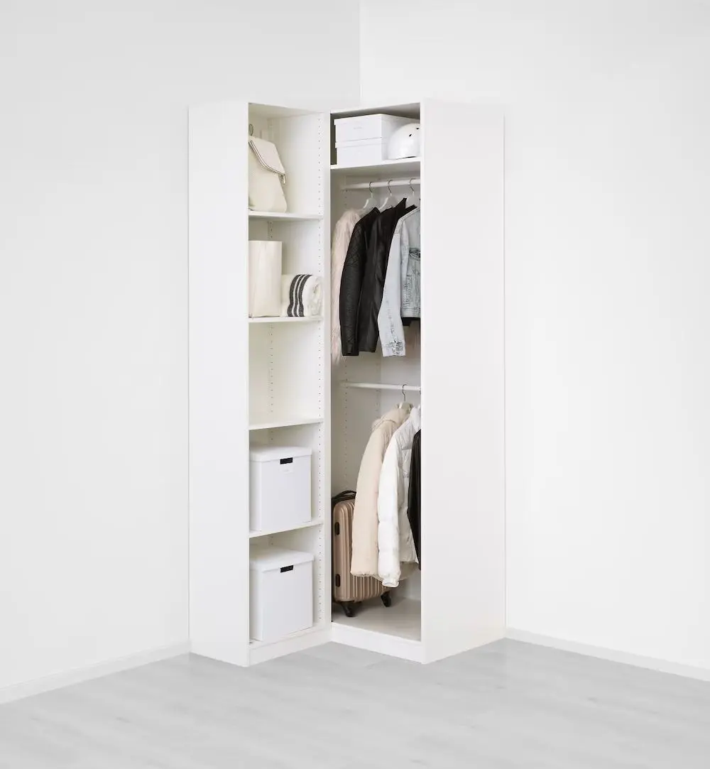 Dulap de colț Ikea Pax/Fardal/Aheim raft/bare/oglinda 111/88x236 (Alb Lucios)